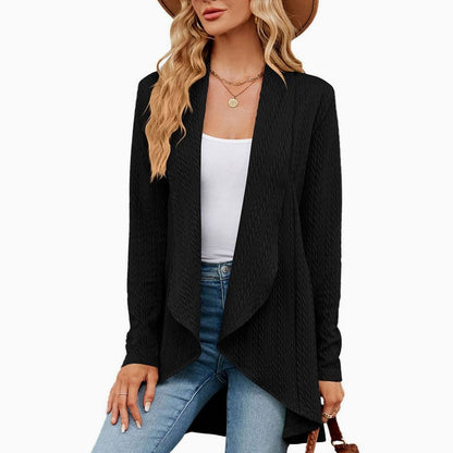 Women's Relaxed Fit Open-Front Textured Knit Long Cardigan