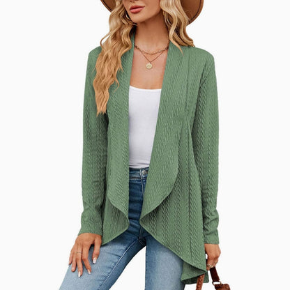 Women's Relaxed Fit Open-Front Textured Knit Long Cardigan
