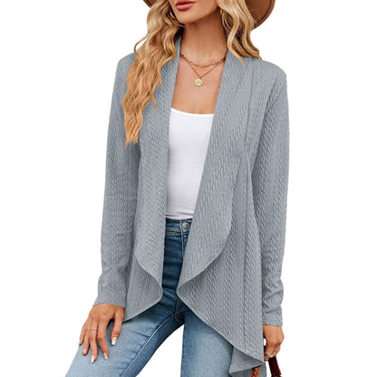 Women's Relaxed Fit Open-Front Textured Knit Long Cardigan