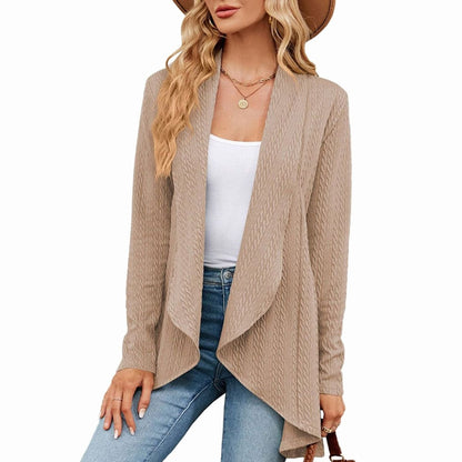 Women's Relaxed Fit Open-Front Textured Knit Long Cardigan