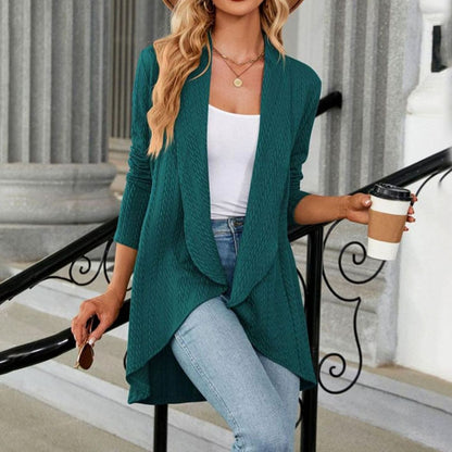 Women's Relaxed Fit Open-Front Textured Knit Long Cardigan