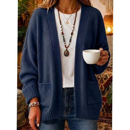 Women's Relaxed Open-Front Knit Cardigan with Pockets