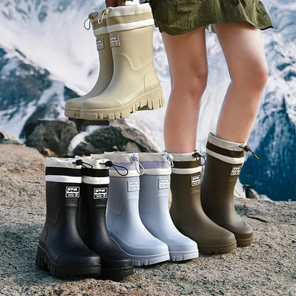 Women's Retro Style Waterproof Rain Boots with Non-Slip Sole