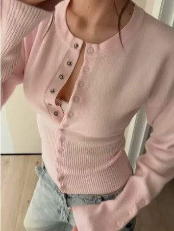 Women's Rib-Knit Cardigan | Fitted Button-Up Knit Sweater | Soft Long-Sleeve Cardigan | Everyday & Office Casual Style