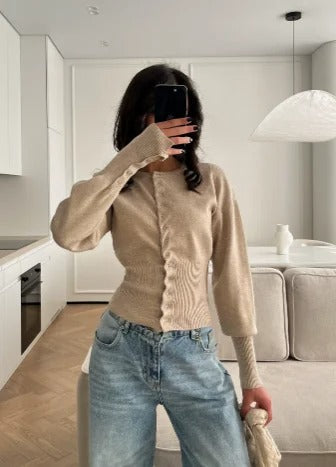 Women's Rib-Knit Cardigan | Fitted Button-Up Knit Sweater | Soft Long-Sleeve Cardigan | Everyday & Office Casual Style