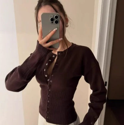 Women's Rib-Knit Cardigan | Fitted Button-Up Knit Sweater | Soft Long-Sleeve Cardigan | Everyday & Office Casual Style