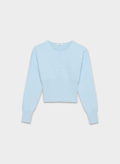 Women's Ribbed Knit Cropped Cardigan with Button Placket