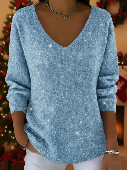 Women's Sequin V-Neck Christmas Sweater