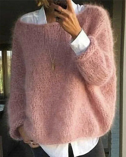 Women's Soft Knit Long Sleeve Winter Sweater with Comfortable Fit