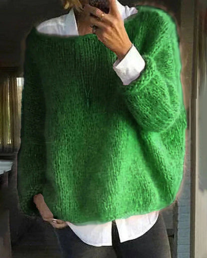 Women's Soft Knit Long Sleeve Winter Sweater with Comfortable Fit