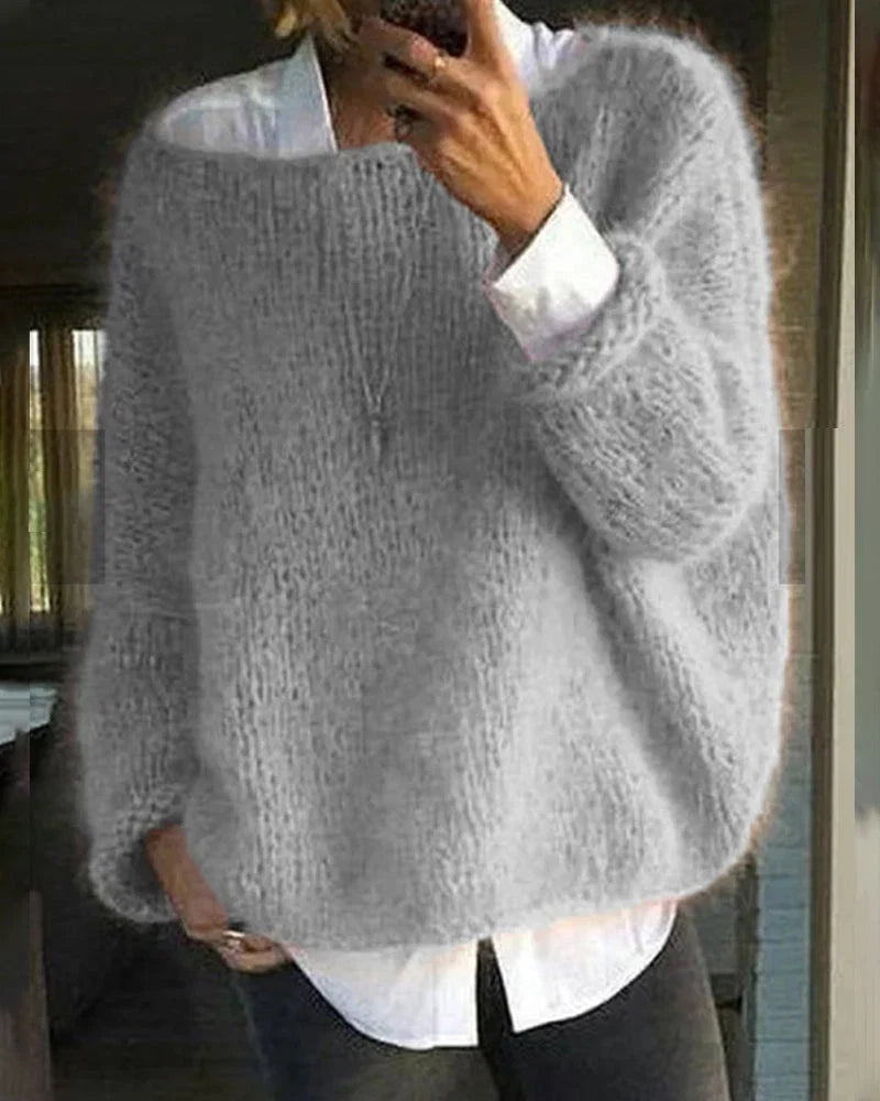 Women's Soft Knit Long Sleeve Winter Sweater with Comfortable Fit