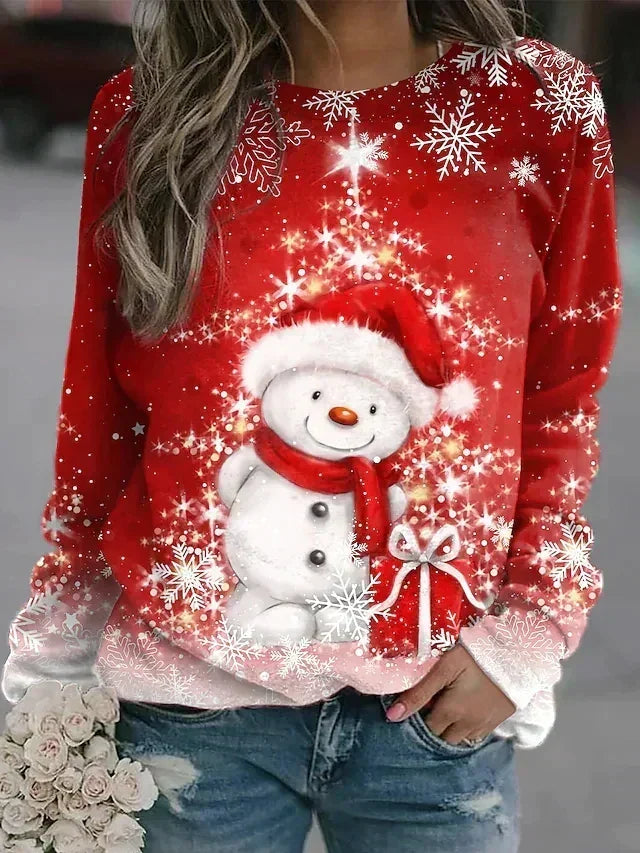 Women's Sparkling Christmas Tree Sweatshirt - Relaxed Crew-Neck Pullover