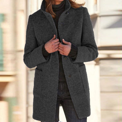 Women's Stand Collar Three-Button Coat