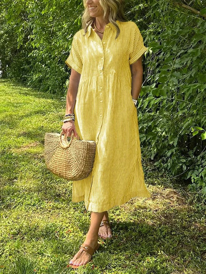 Women's Striped Midi Shirt Dress