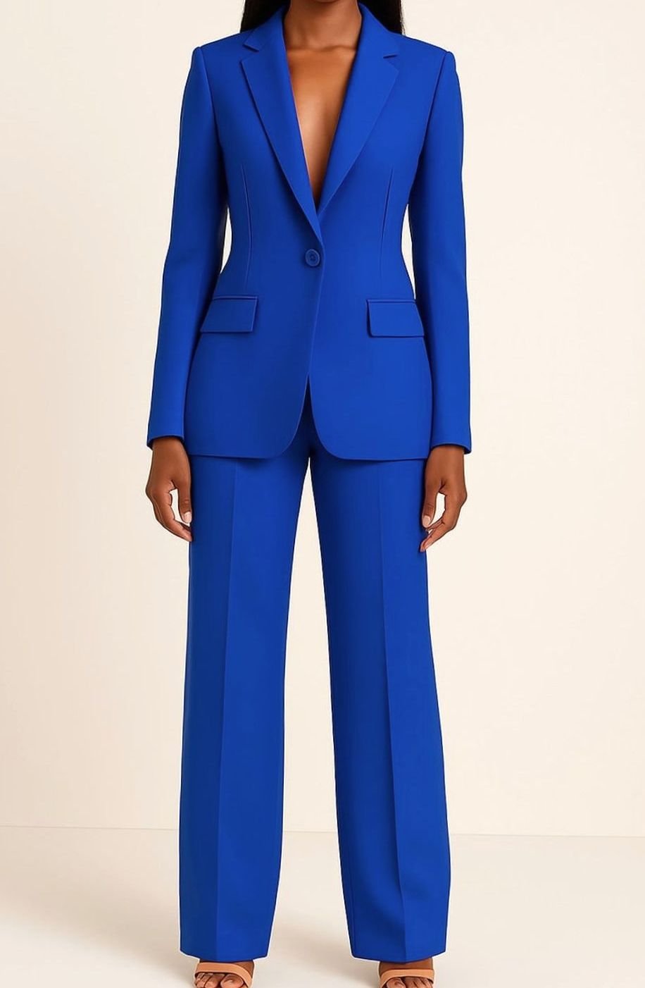 Women's Tailored Single-Button Blazer & Pant Suit Set