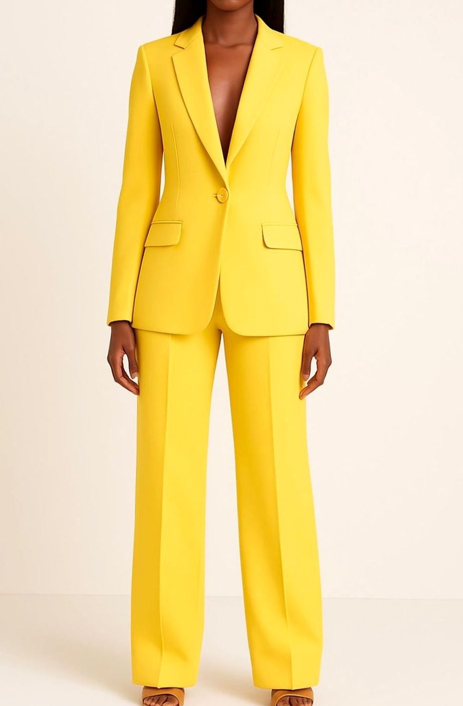 Women's Tailored Single-Button Blazer & Pant Suit Set