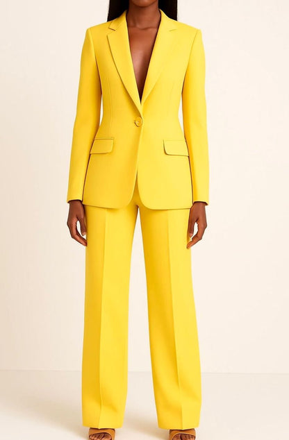 Women's Tailored Single-Button Blazer & Pant Suit Set