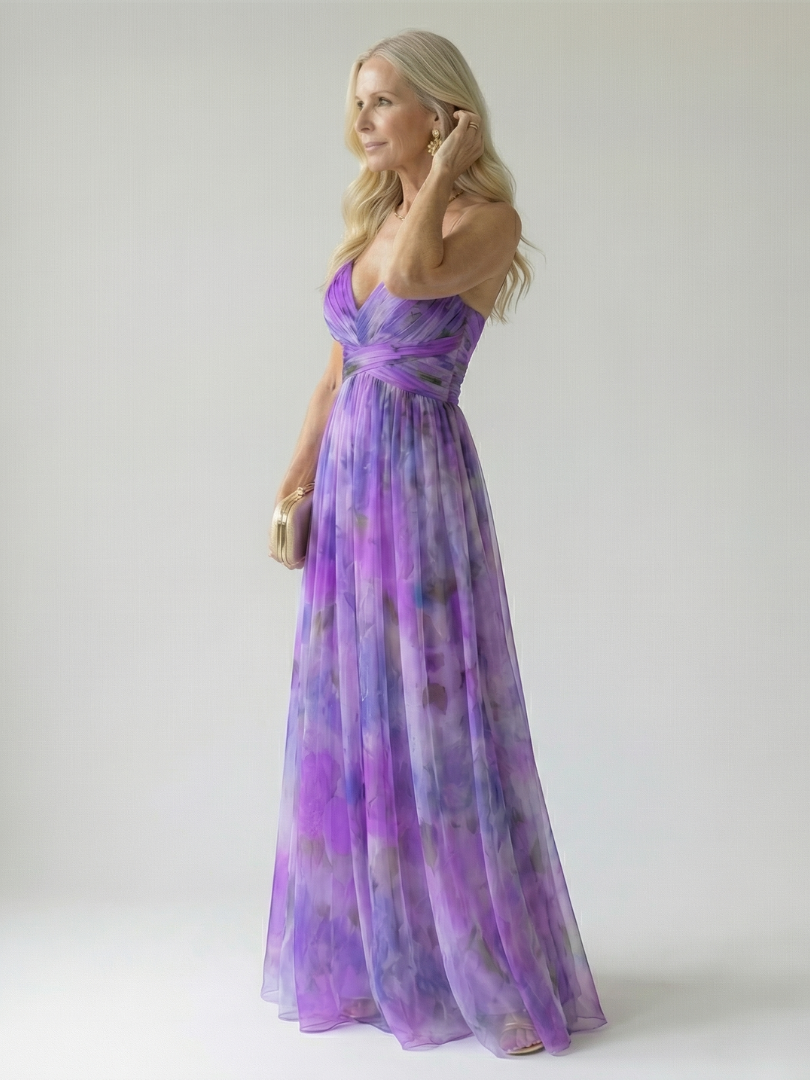 Women's V-Neck A-Line Maxi Dress