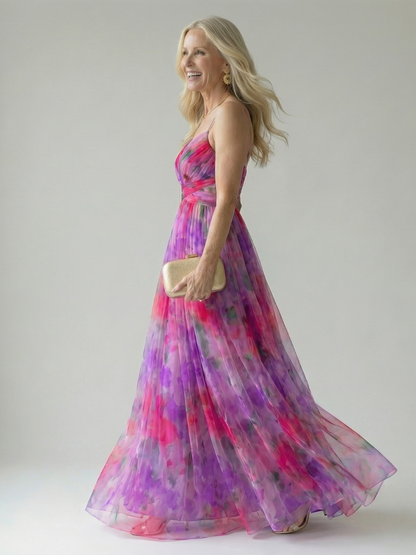 Women's V-Neck A-Line Maxi Dress