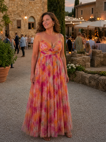 Women's V-Neck A-Line Maxi Dress