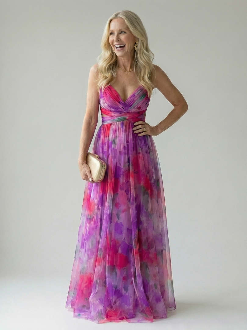 Women's V-Neck A-Line Maxi Dress