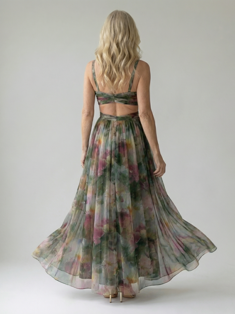 Women's V-Neck A-Line Maxi Dress