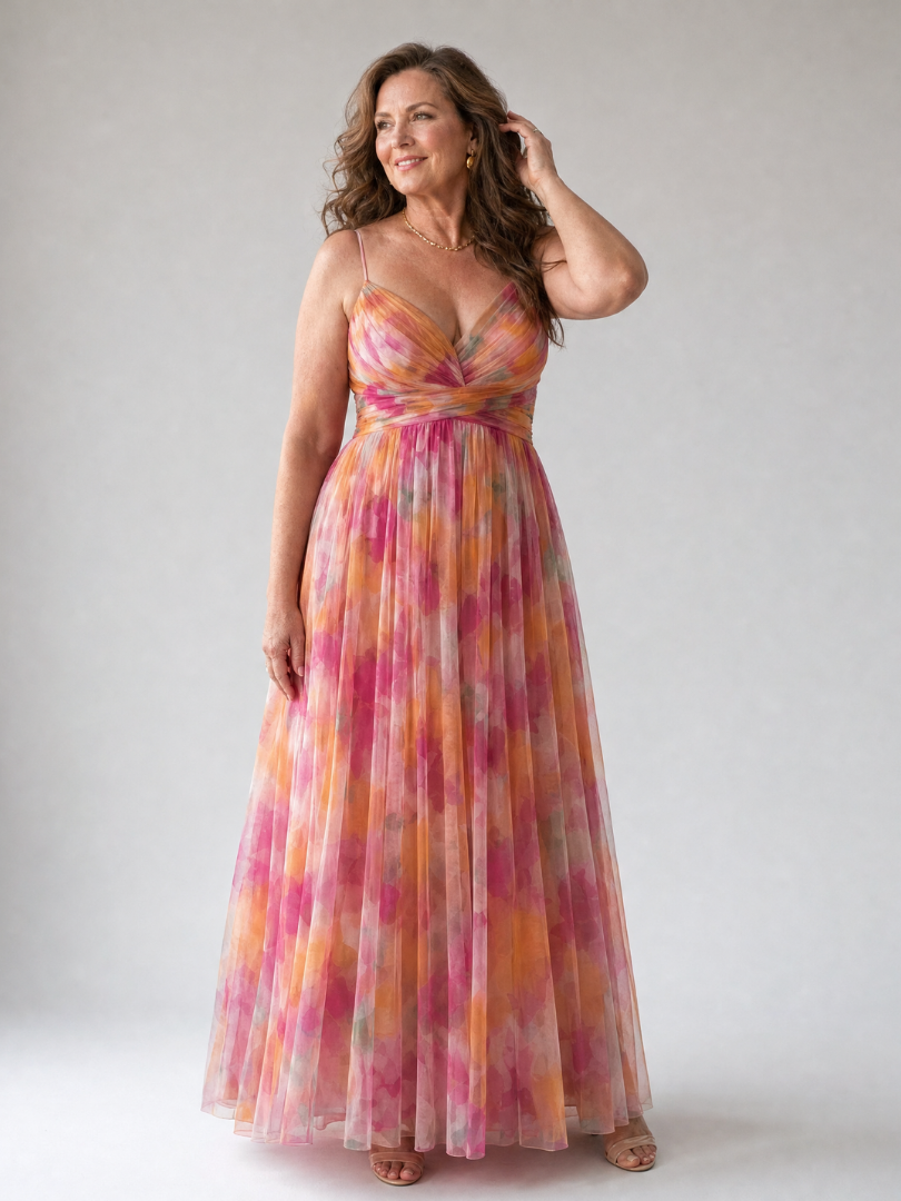 Women's V-Neck A-Line Maxi Dress