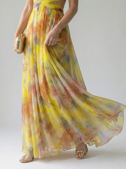 Women's V-Neck A-Line Maxi Dress