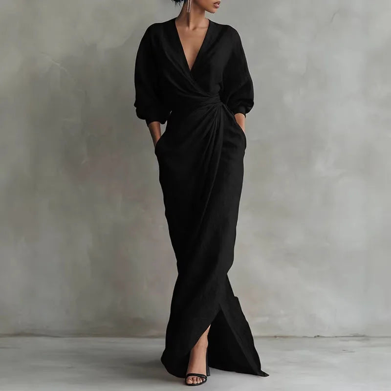 Women's V-Neck Wrap Maxi Dress