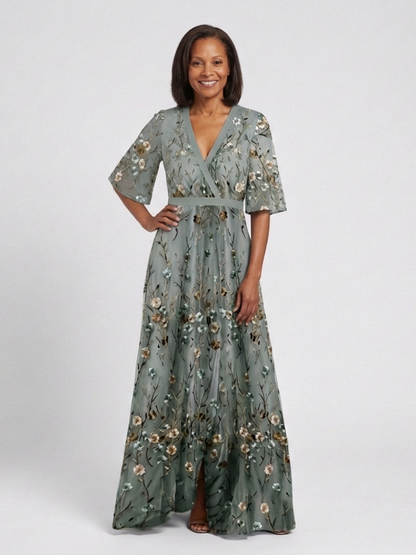 Women's V-Neck Wrap Maxi Dress