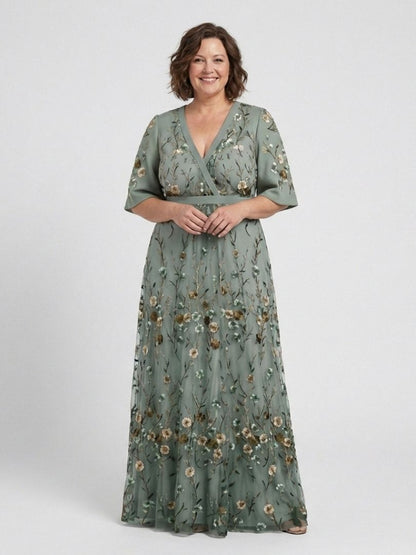 Women's V-Neck Wrap Maxi Dress