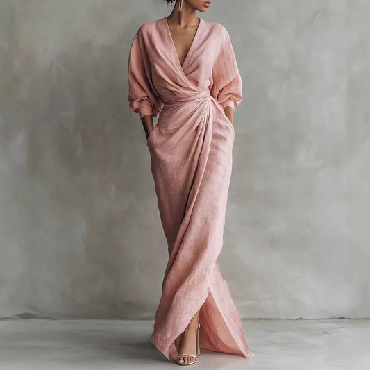 Women's V-Neck Wrap Maxi Dress