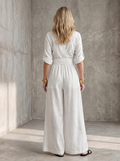 Women's V-Neck Wrap Maxi Jumpsuit