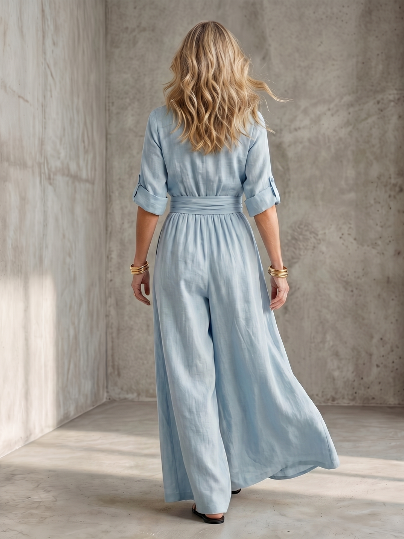 Women's V-Neck Wrap Maxi Jumpsuit