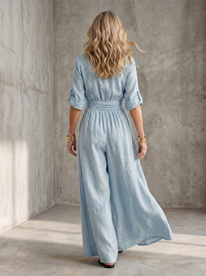 Women's V-Neck Wrap Maxi Jumpsuit