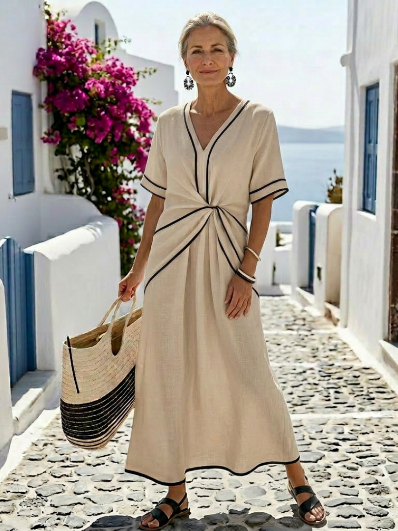 Women's V-Neck Wrap Midi Dress