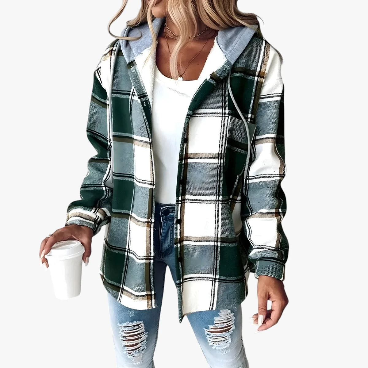 Women's Warm Hooded Transitional Jacket - Padded Spring & Lightweight Autumn Jacket