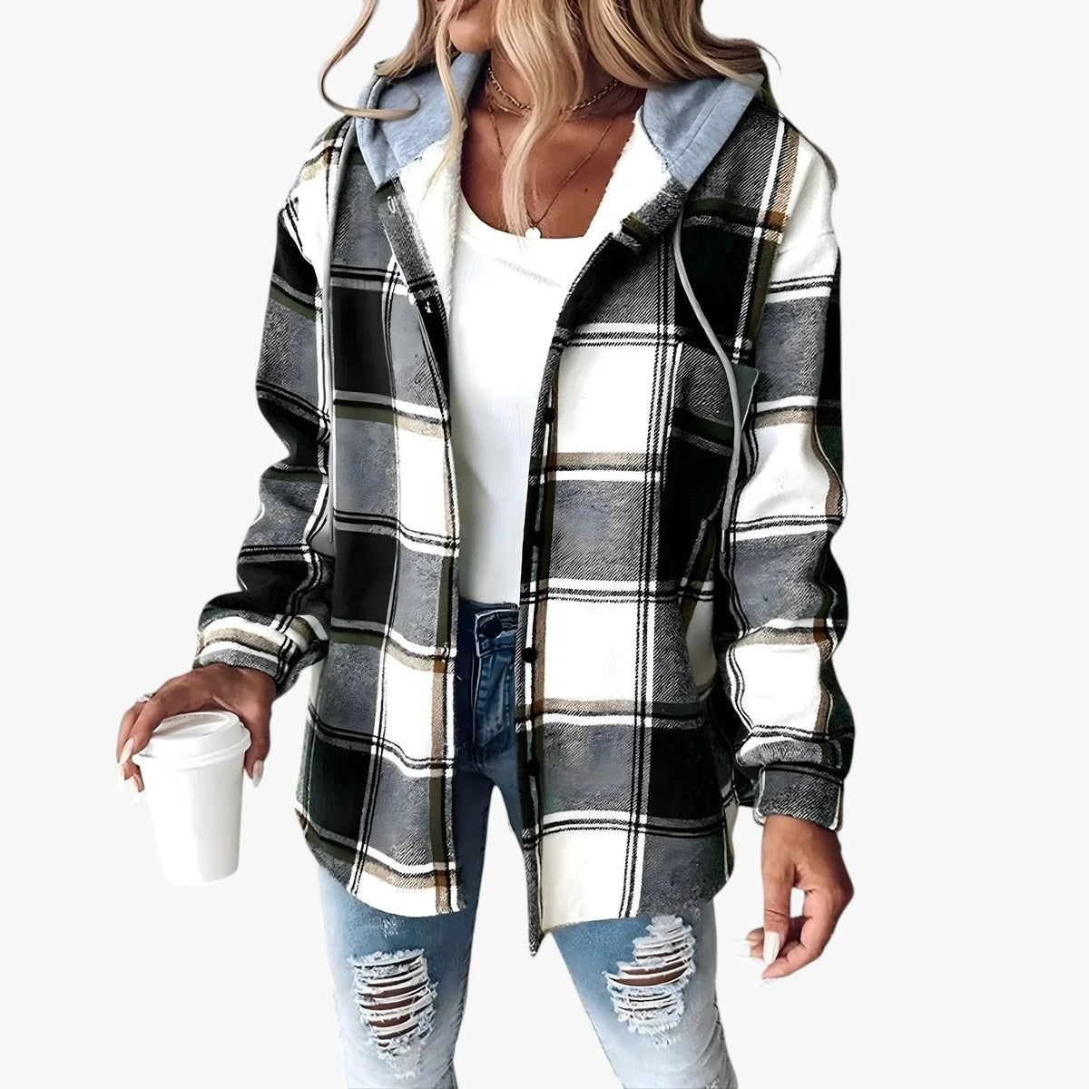 Women's Warm Hooded Transitional Jacket - Padded Spring & Lightweight Autumn Jacket