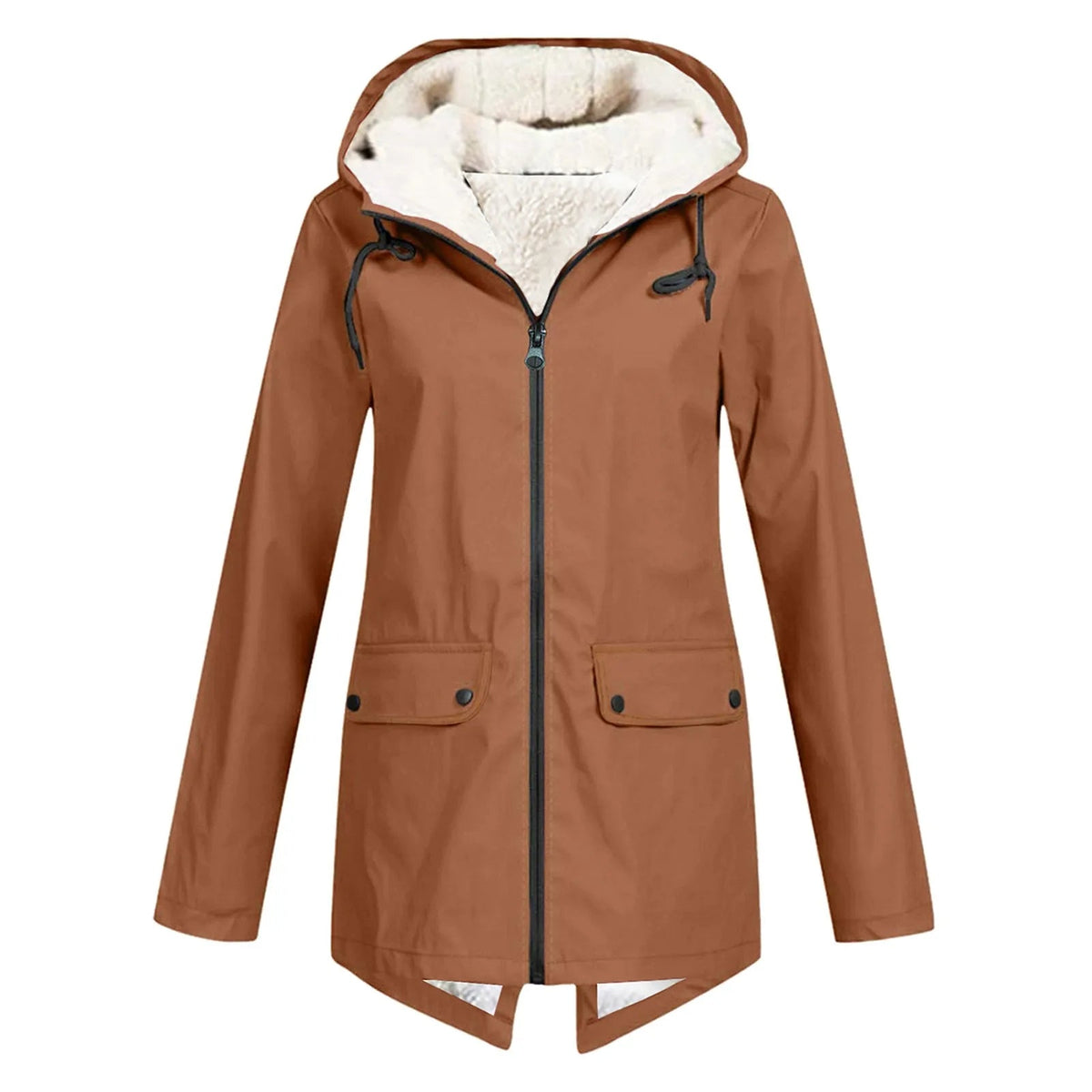 Women's Water-Repellent Hooded Jacket with Sherpa Lining