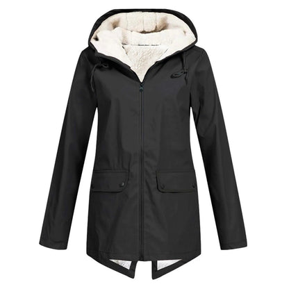 Women's Water-Repellent Hooded Jacket with Sherpa Lining