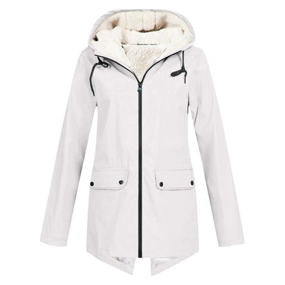 Women's Water-Repellent Hooded Jacket with Sherpa Lining