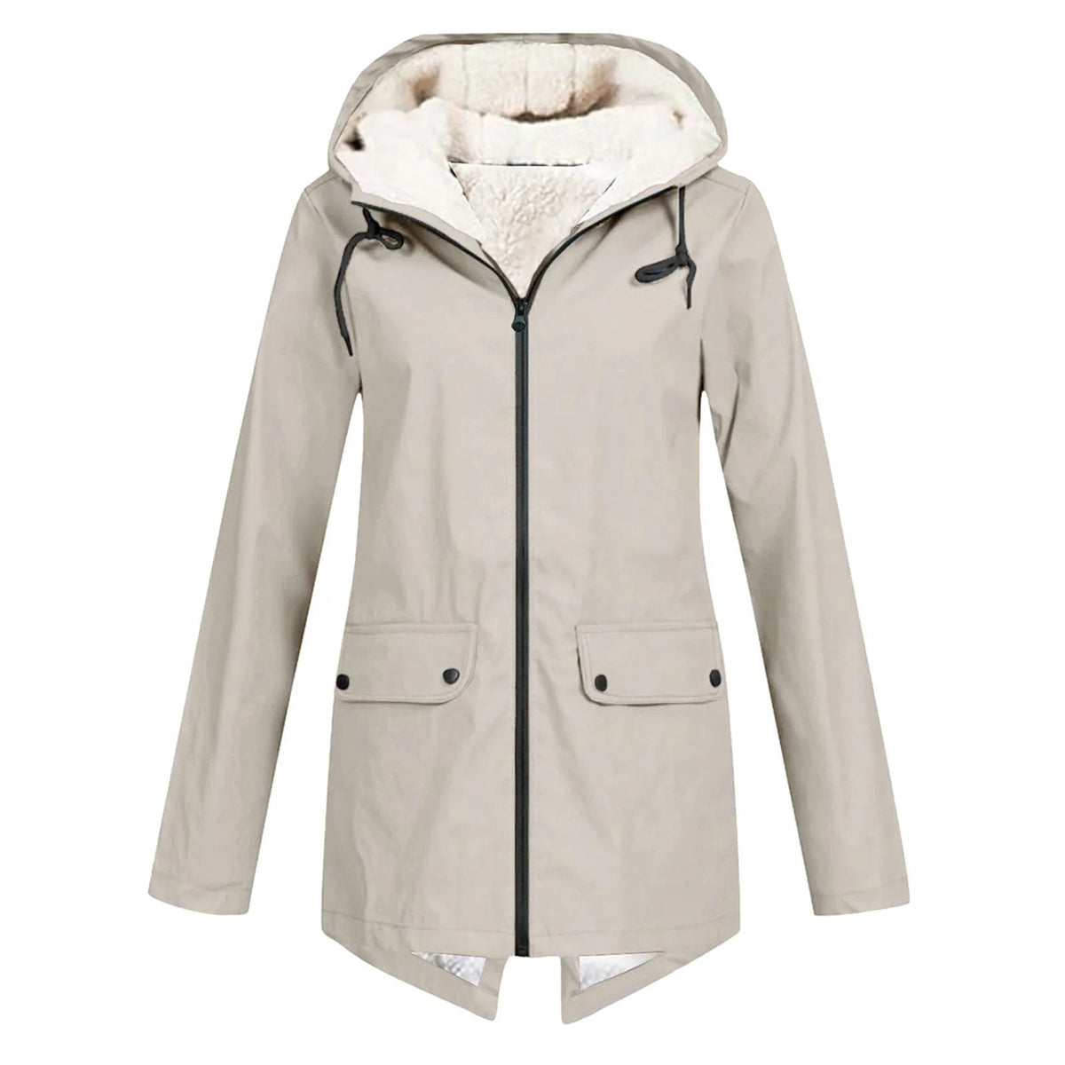 Women's Water-Repellent Hooded Jacket with Sherpa Lining