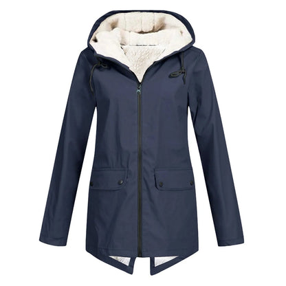 Women's Water-Repellent Hooded Jacket with Sherpa Lining