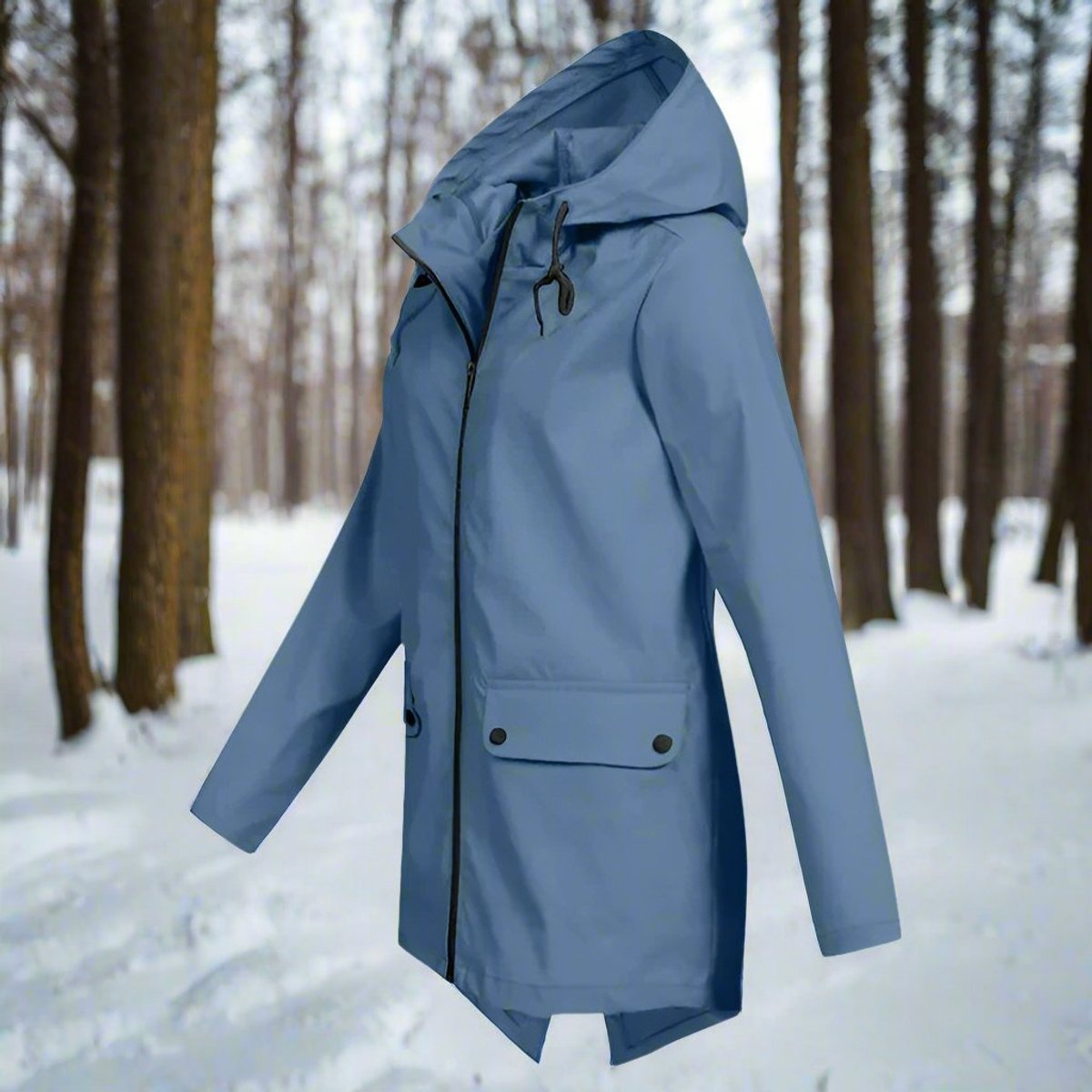 Women's Waterproof Hooded Zip-Up Rain Jacket with Adjustable Cuffs and Pockets