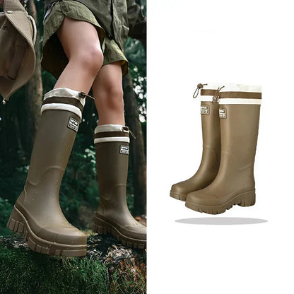 Women's Waterproof Retro Rain Boots with Non-Slip Sole