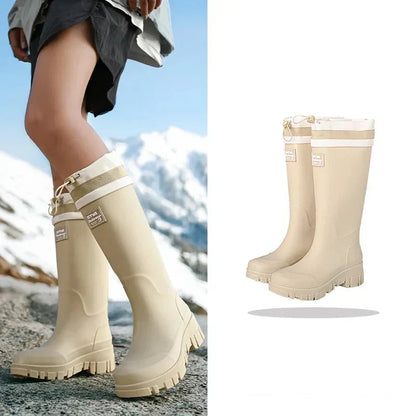 Women's Waterproof Retro Rain Boots with Non-Slip Sole