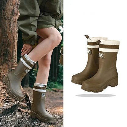 Women's Waterproof Retro Rain Boots with Non-Slip Sole