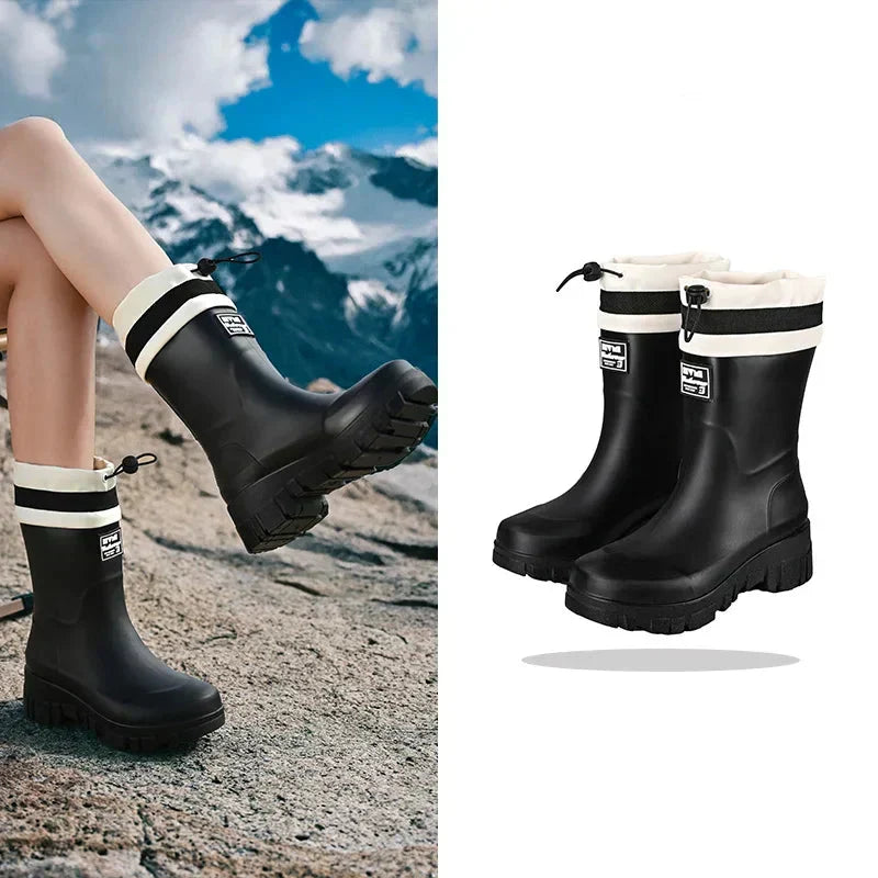 Women's Waterproof Retro Rain Boots with Non-Slip Sole