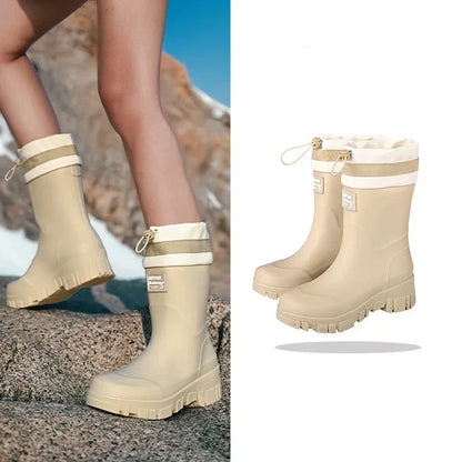 Women's Waterproof Retro Rain Boots with Non-Slip Sole