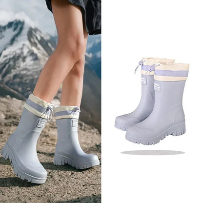 Women's Waterproof Retro Rain Boots with Non-Slip Sole